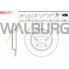 Walburg  Corolla 1.4 D-4d - 1.33 2007-2012 Fren Diski Arka Düz 5 Bjn 270X10X62X36,7 42431-02170