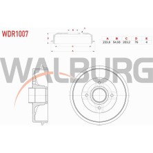 Walburg  Renault Kangoo 1.5 Dcı-1.9 Dtı 98-08 Fren Kampanası Arka Küçük Tip 4 Delik 233,9X54,93X203,2X76