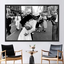 Kayra Export 1 Parça Siyah Çerçeveli Kanvas Tablo, Şehvetli Sanat,  Kanvas Dekor, Öpücük Kanvas Poster,