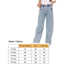 Asortix Kız Çocuk Komple Bel Lastikli Bol Paça Rahat Günlük Jean Kot Pantolon