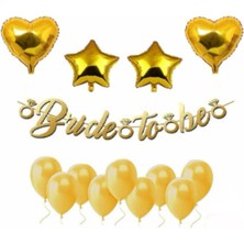 Best Parti Bride To Be Balonlu Kaligrafi Banner Yazı Set Gold