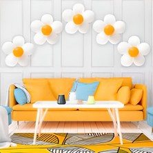 Çıtı Pıtı Store Beyaz Limon Sarı Lateks Balon Papatya Çiçek Tema Balonlar