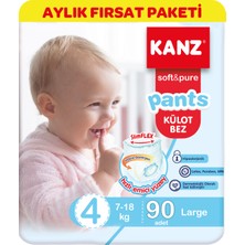 Kanz 4 Numara Külot Bebek Bezi Aylık Fırsat Paketi 7-18 kg 90'lı