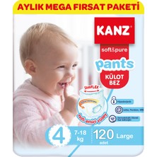 Kanz 4 Numara Külot Bebek Bezi Aylık Mega Fırsat Paketi 7-18 kg 120'li