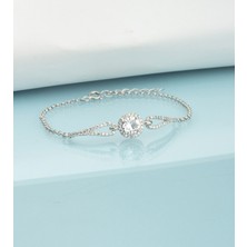 Miavi Silver 925 Ayar Gümüş Yuvarlak Pırlanta Model Kanat Bileklik