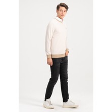 Rich Erkek Bisiklet Yaka Bej Kazak Sweatshirt