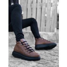 11boa BA0312 Bağcıklı Yüksek Taba Siyah Taban Erkek Tarz Spor Bot
