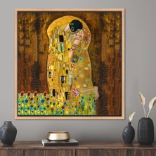 Kayra Export 1 Parça Naturel Çerçeveli Kanvas Tablo, Gustav Klimt Duvar Dekoru, Oil Kanvas Poster,