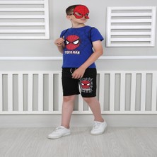 Bebekcee Erkek Çocuk Mavi Spiderman Çantalı Maskeli Dörtlü Takım