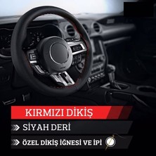 Kado Group  Mazda 626  (1997-2002) Uyumlu Deri Direksiyon Kılıfı, Dikmeli Kırmızı Dikişli