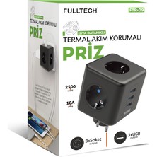 Fulltech Ftr-09 Termal Akım Korumalı Isıya Dayanıklı Çoklu Piriz, Çoklu USB Usb/piriz Nwprz