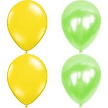 Hknys 100 Adet Metalik Balon  Açık  Yeşil - Sarı   - Helyum Gazı Uyumludur.-Açılış Balonları