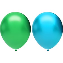 Hknys 100 Adet Metalik Balon  Açık  Yeşil - Açık Mavi  - Helyum Gazı Uyumludur.-Açılış Balonları