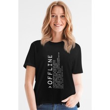Rock&Roll Offline Siyah Kısa Kollu Kadın T-Shirt