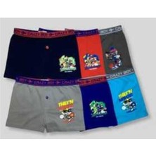 Erkek Çocuk Çok Renkli 6'li Paket Elastan Pamuk Baskili Boxer