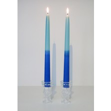 Missi Marin Mavi Degradeli 2li Konik Şamdan Mum Seti