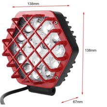 UniChrome 48W Altıgen Kafesli Kırımızı 16 LED Off Road Tekne Çalışma LAMBASI-12/24V - Beyaz Işık - 6500K - Kırmızı