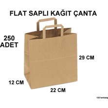 1001 Ambalaj KRAFT KAĞIT ÇANTA 22X12X29 CM KRAFT RENK FLAT SAPLI 80 GRAM (1 KOLİ 250 ADET)