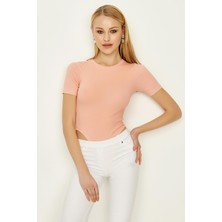 Select Moda Kadın Kısa Kollu Kaşkorse Alttan Çıtçıtlı Body