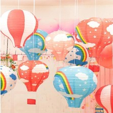 Dekoratif Renkli Kağıt Dilek Feneri Balonu Renkli Uçan Balon