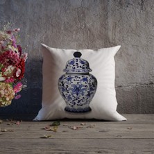 Bleu Blanc Desenli Çift Taraflı Dekoratif Kırlent Kılıfı