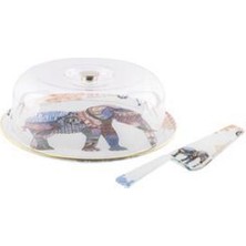 Tantitoni Cam Fil Desenli Yuvarlak 3 Parça Fanus Seti