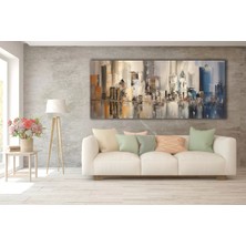 Bestablo Yağlı Boya Görünümlü Modern Soyut Şehir Kanvas Tablo