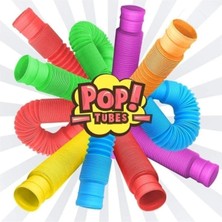 Uzayan Boru Oyuncak Renkli Hortum Orijinal Türk Malı 6 Adetli Pop Tubes Eğitici Katlanır