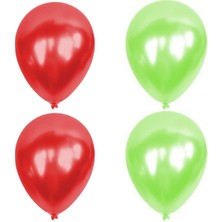 Hknys 100 Adet Açık Yeşil Kırmızı  Metalik Balon Helyum Gazı Uyumludur.-Açılış Balonları