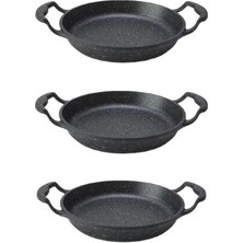 Elit Mutfak Gri Granit Kaplama Alüminyum Döküm Sahan Set 3'lü(18-18-18 Cm)