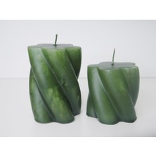 Missi Yeşil 2li Burgulu Blok Mum Seti