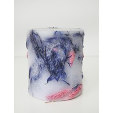 Missi El Yapımı Doğal Bitkili Mor-Pembe Mum (9X11 Cm)