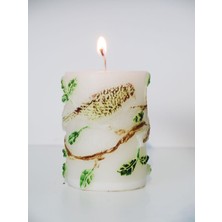 Missi El Yapımı Kahverengi Kuş Kabartmalı Mum