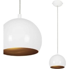 Riolight  Modern Beyaz Içi Gold Tekli Metal Sarkıt Avize ÇAP:20CM