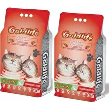 Goldlife Aktif Karbonlu Çilek Kokulu Kedi Kumu 10 lt x 2