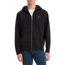 Levi's Core Zip Up Siyah Kapüşonlu Uzun Kollu Erkek Sweat Shirt Pratik Fermuar Detayı