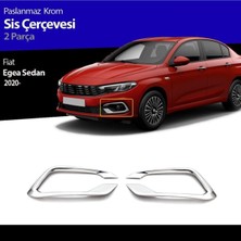 Blueoto Fiat Egea Sd ve Hb Uyumlu Sis Farı Çerçevesi Paslanmaz Çelik 2020 ve Sonrası