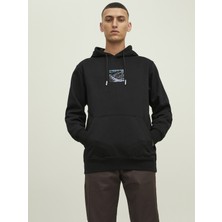Jack & Jones Jcohıkıng Sweat Hood Siyah Erkek Sweatshirt 12216305-Black