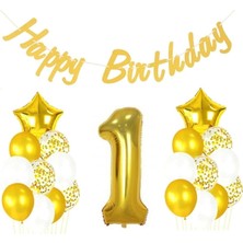 Çıtı Pıtı Store 1 Yaş Altın Happy Birthday Set