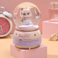 Keyfim Shop Sevimli Kız Büyük Boy Püskürtmeli Işıklı Müzikli Kar Küresi
