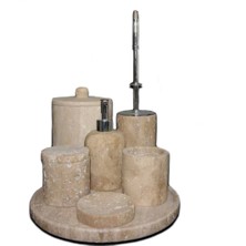 Sipahi Marble Traverten 7 Parça Banyo Seti
