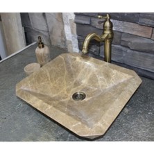 Sipahi Marble Light Emperador Kare Çanak Lavabo