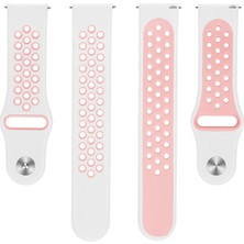 Markacase Fossil Q Gazer Uyumlu Delikli Spor Silikon Kordon Beyaz Pembe
