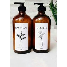 Lalezen Amber Sert Plastik Şişe 500 ml Şampuan ve Duş Jeli Etiketli Modern Stil Renkli
