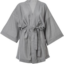 Pinuts Aş Gri Basic Oversize Baskısız Dokuma Kadın Erkek Kimono