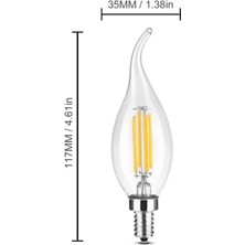 Lambam Rustik LED Ampul 4W E14 Ince Duy Gün Işığı 3200K 10 Adet Kıvrık Mum Ampul