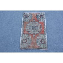 Kayra Export Eskitme Halı Türk Halısı Halı 49X77 Cm Turuncu Halı  Halı Yün Araba Paspası Halı  12