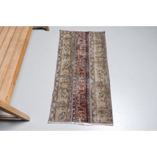 Kayra Export Türk Halısı Eskitme Halı Halı 59X119 Cm Turuncu Halı  Araba Paspası Halı Organik Kapı Paspası H