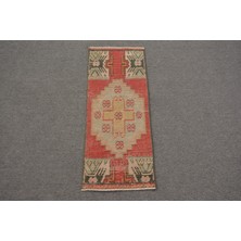 Kayra Export Eskitme Halı Türk Halısı Halı 37X93 Cm Kırmızı Halı Yün Duvar Asma Halı Organik Yatak Odası Hal