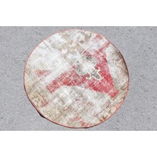 Kayra Export Türk Halısı Eskitme Halı Halı 99X99 Cm Bej Halı El Dokuma Küçük Halı Mutfak Halı  3768